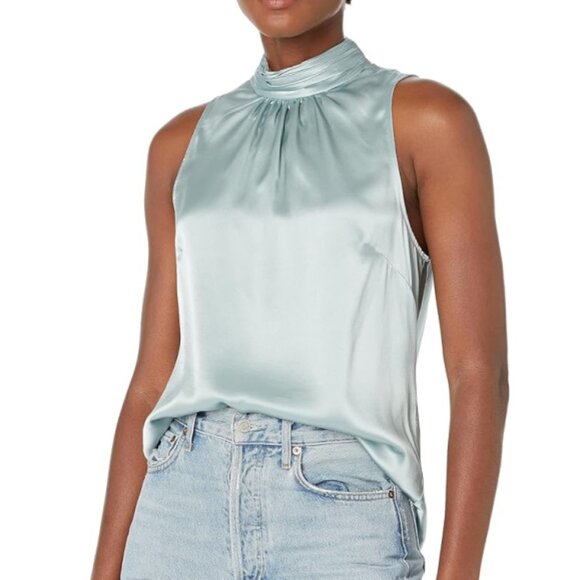 Cinq à Sept 'Jaylee' Open-Back Sleeveless Silk Top, Cloud Blue - Picture 1 of 2